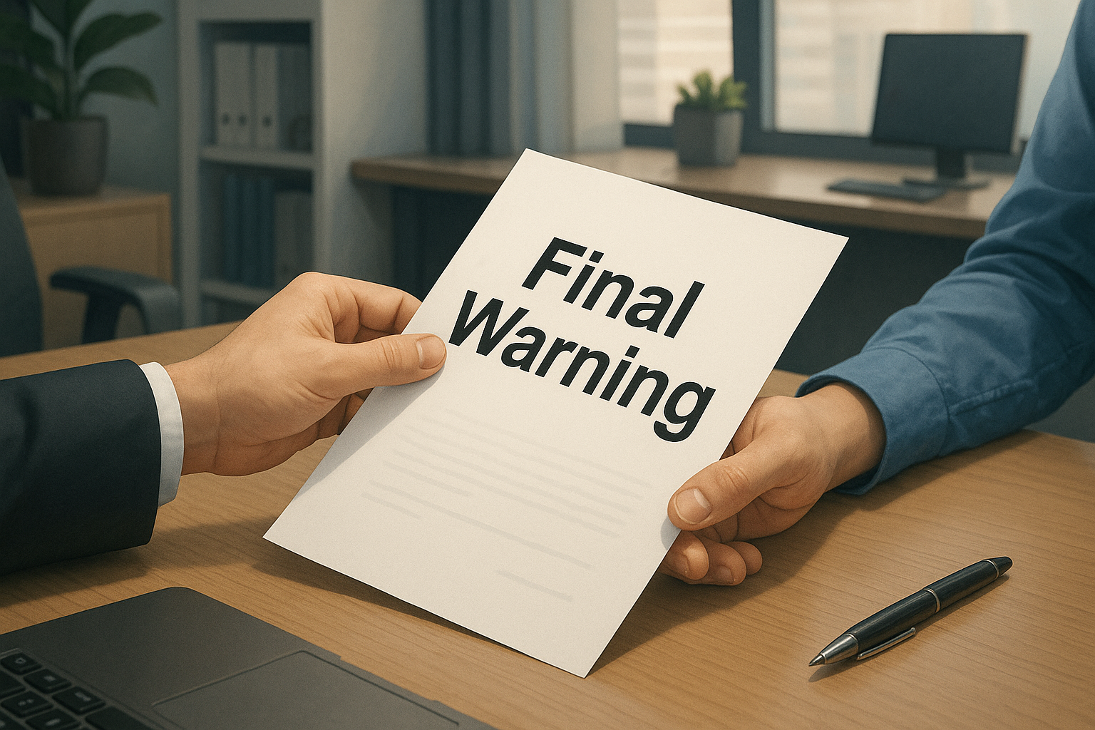 100% Free Sample of Employee Final Warning Notice